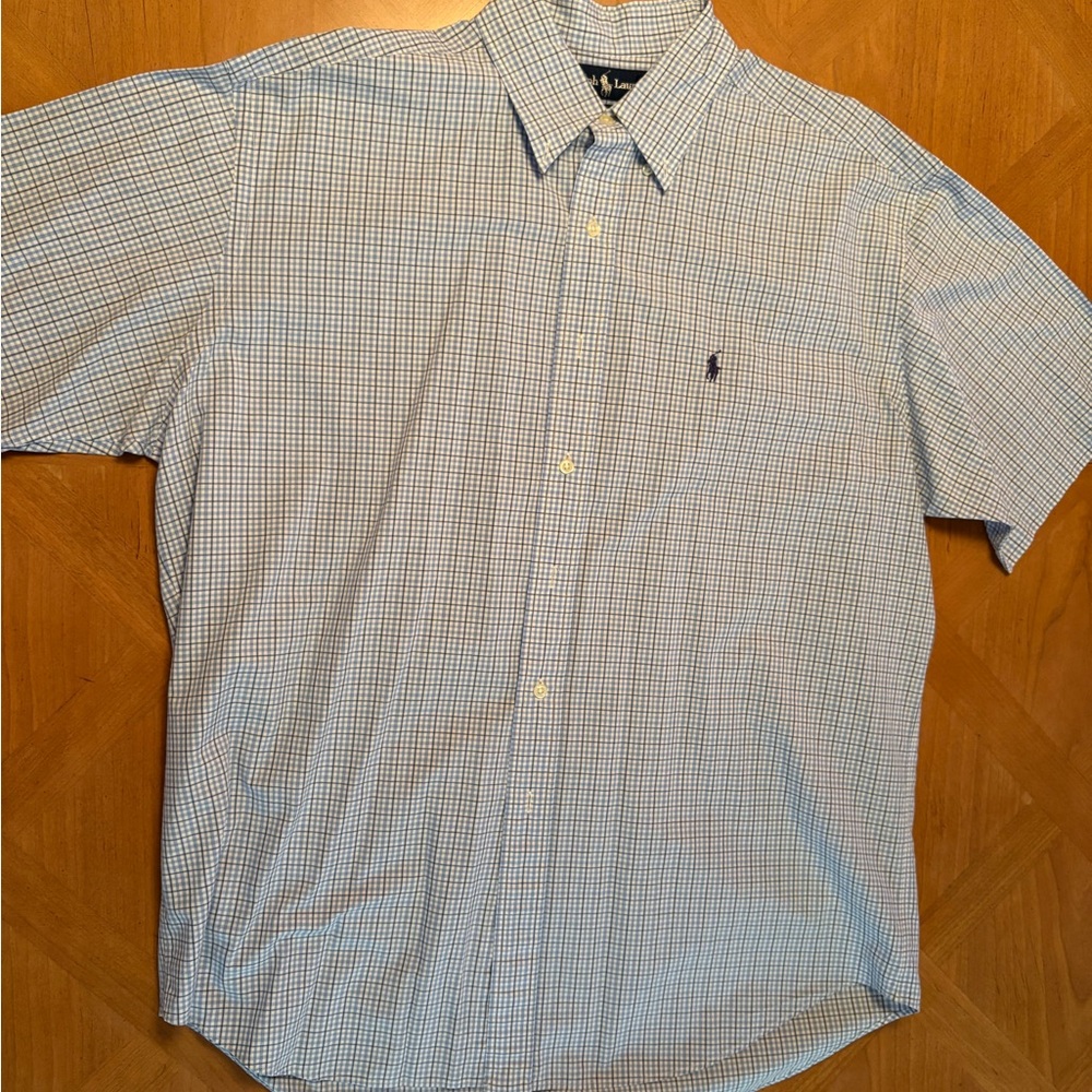 Ralph Lauren Light Blue Checkered Button Down Shirt